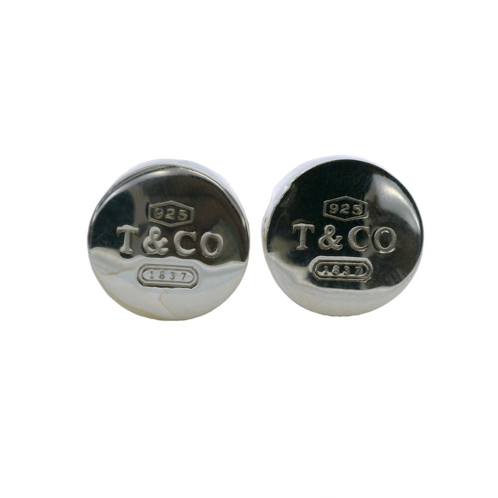 Tiffany & Co 1837 Collection 925 Sterling Silver Concave Round Button Cufflinks